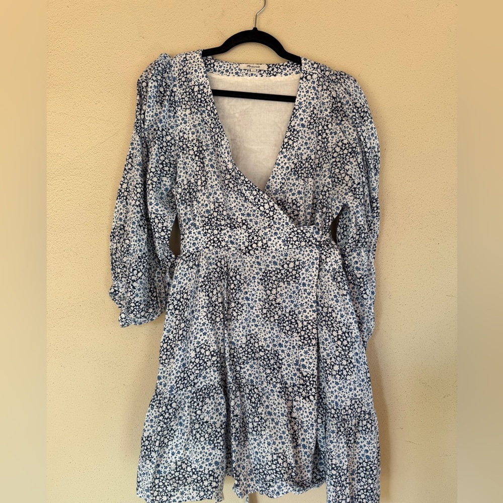 Madewell Blue and White Floral Mini Dress